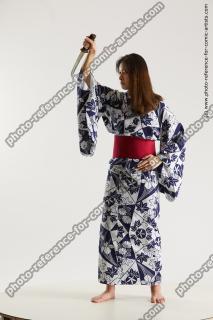 japanese woman in kimono with dagger saori 04b