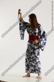 japanese woman in kimono with dagger saori 05b